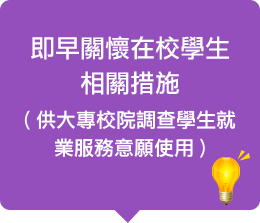 即早關懷在校學生相關措施(供大專校院調查學生就業服務意願使用)